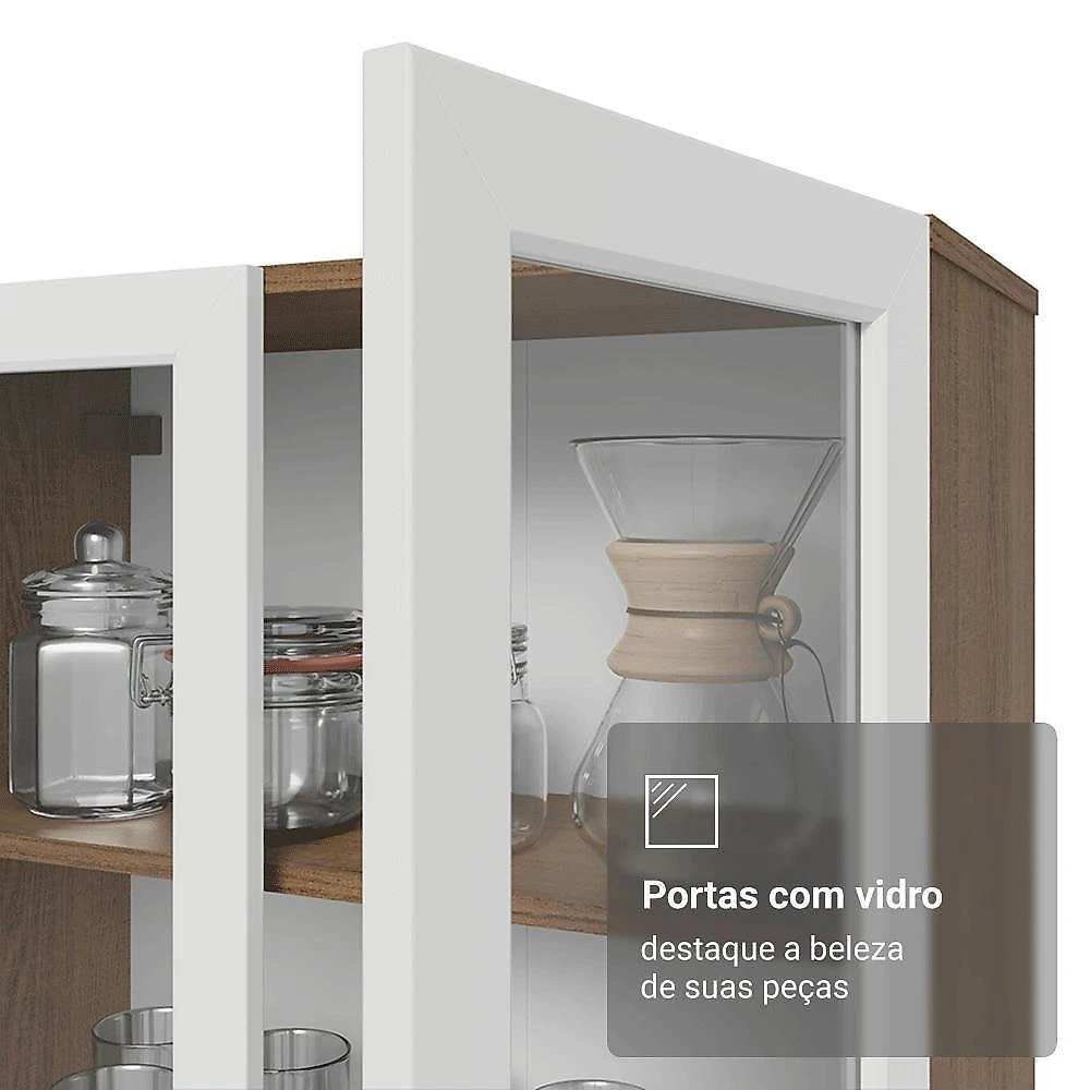 Cristaleira Suspensa 70 Cm 2 Portas De Vidro Rustic-branco Vik Madesa