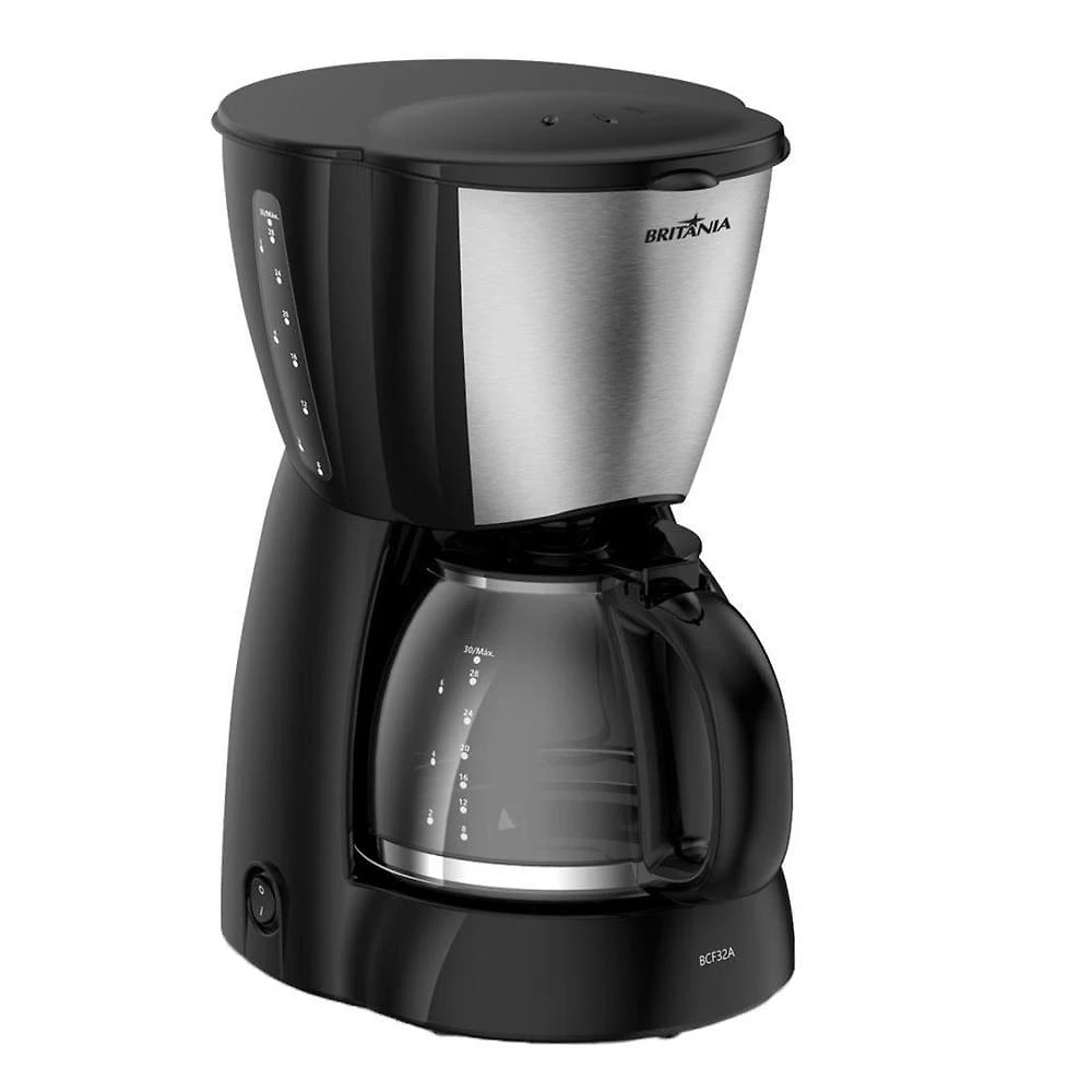 Cafeteira elétrica britânia bcf32a 30 xícaras - preto e inox