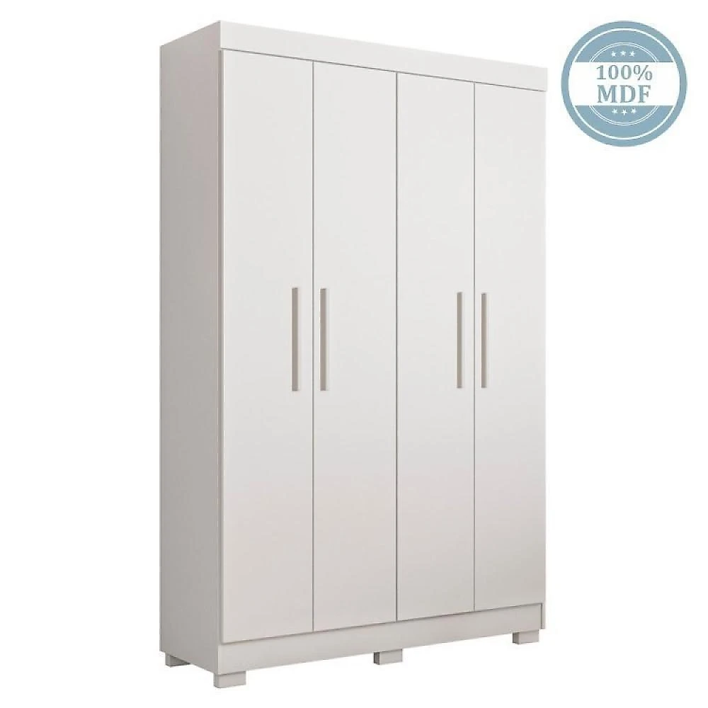 Quarto Infantil/juvenil com Beliche Vegas e Guarda Roupa 4 Portas 3 Gavetas Flórida 100% Mdf  Branco