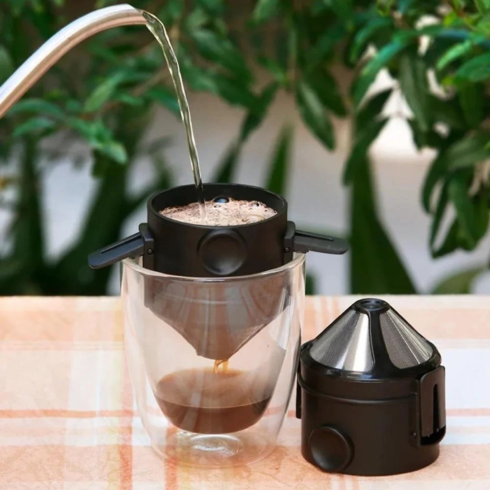 Miniatura Coador Café Filtro Inox Portátil Mini Retrátil Individual Reutilizável Sem Papel Copo Xícara