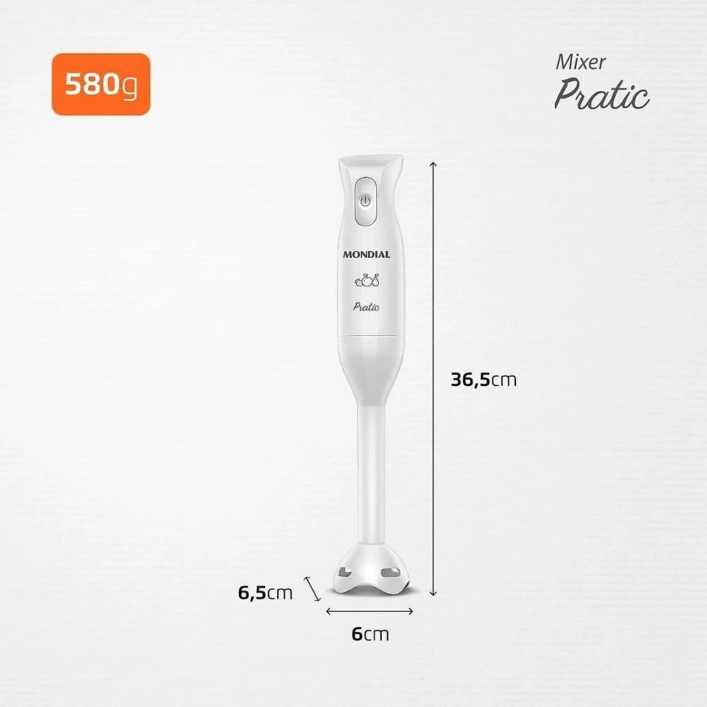 Mixer com Copo M-15-w 200W Branco com Lâmina em Aço Inox para Receitas Homogêneas 110V
