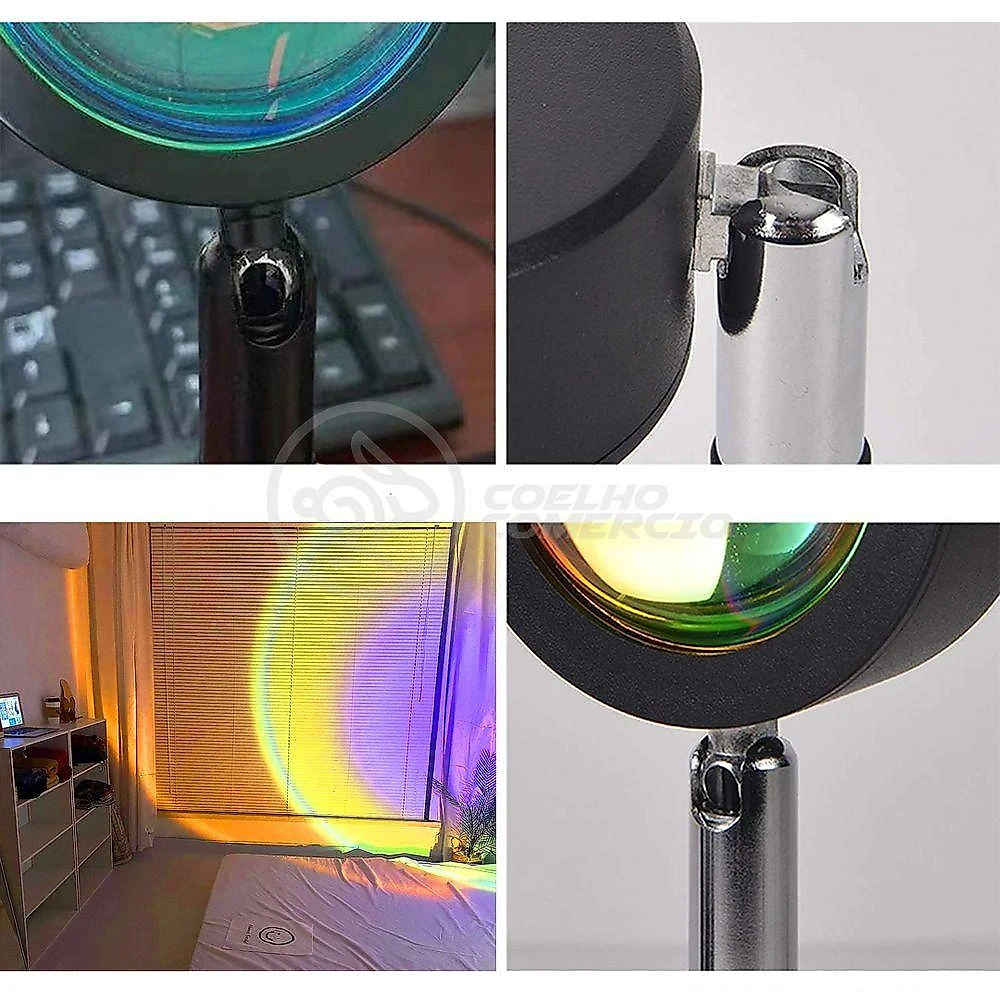 Mini Ring Light Sunset Projetor Lâmpada Tiktok Usb Sol