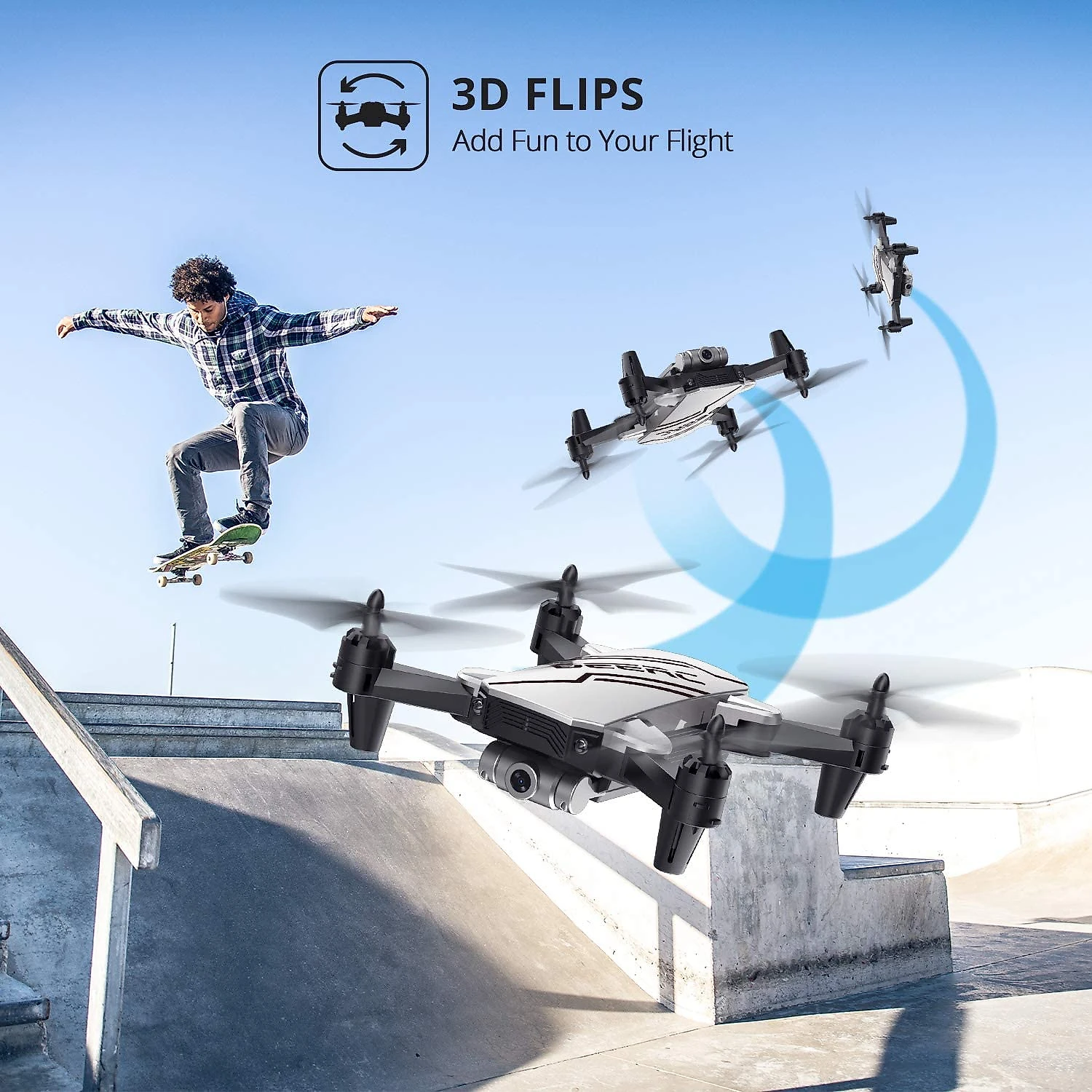 DEERC D20 Mini Drone para Crianças com Câmera 720P HD FPV C ontrole Remoto 2 Baterias Cinza