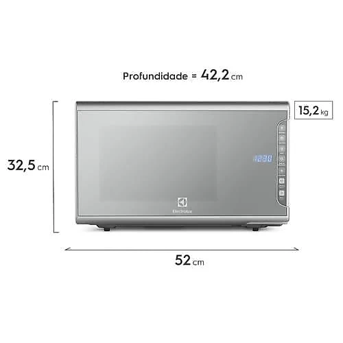 Micro-ondas electrolux mi41s inox espelhado painel integrado função tira odor 31 litros 110