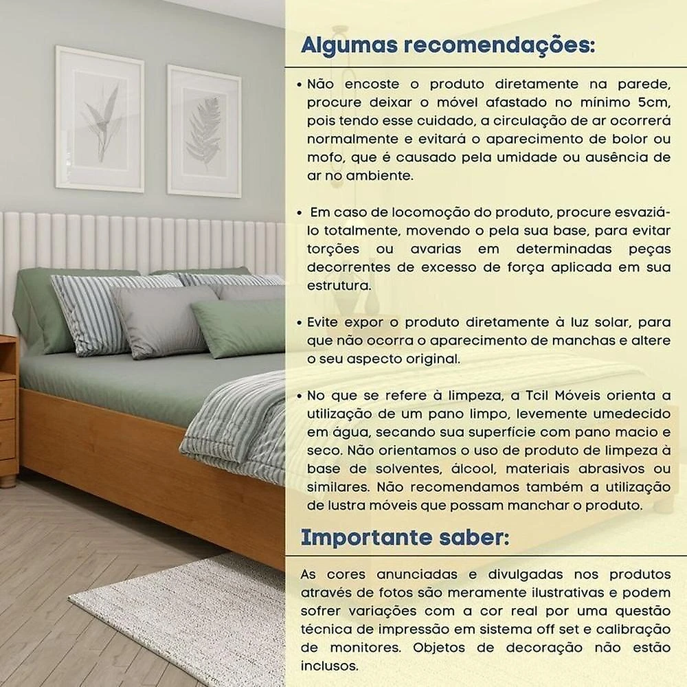 Conjunto Cama Monaco Casal + 2 Mesa de Cabeceira 1 Gaveta Orgânica Luna com Carregador Usb 100% Mdf Cinamomo/Cinamomo
