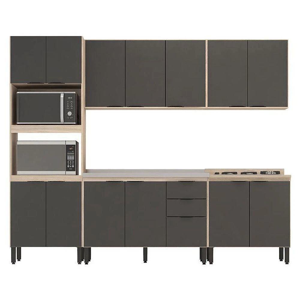 Cozinha Modulada Firenze Fhr001 Avena Touch Grafito - Demóbile