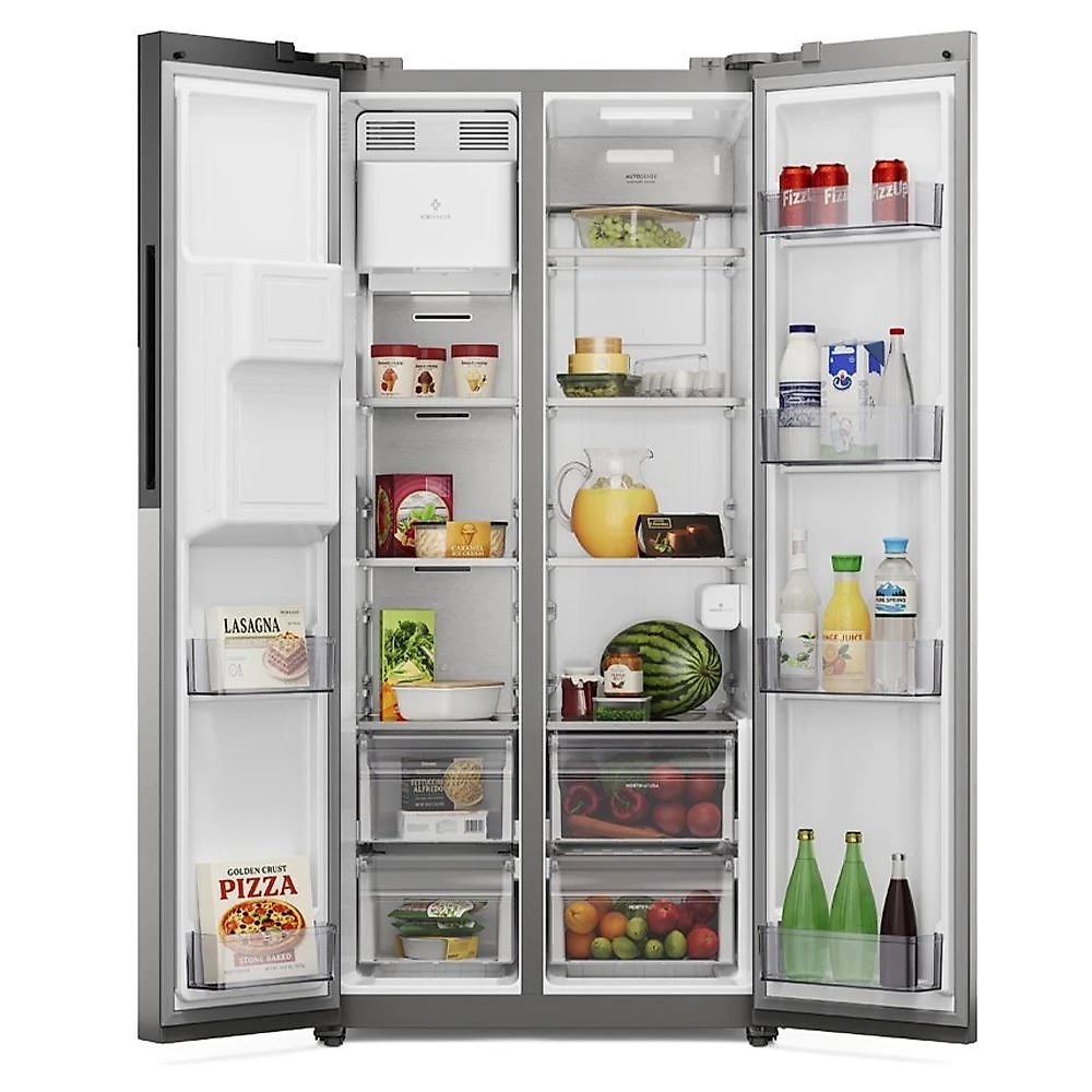 Geladeira Electrolux Frost Free Inverter 481L AutoSense e Água e Gelo na Porta Side by Side Inox Look (ES4WS) 110