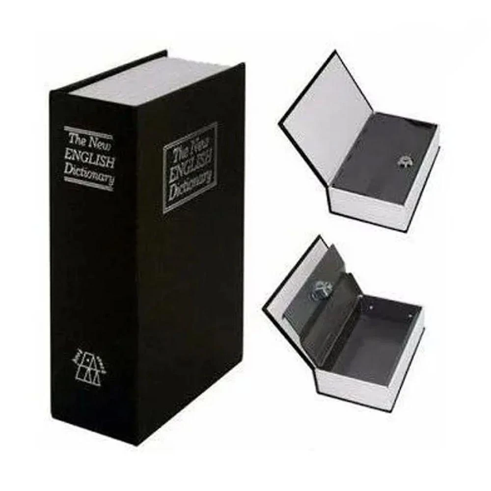 Cofre Livro Dicionário Inglês Camuflado Pequeno para Objetos de Valor Preto Shopmix