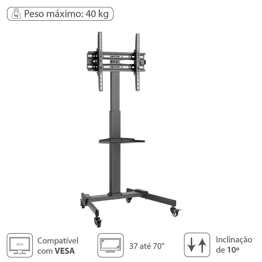 Suporte Rack para TV com Bandeja SR150 para Tvs de 37 a 70 Até 40kg Vinik