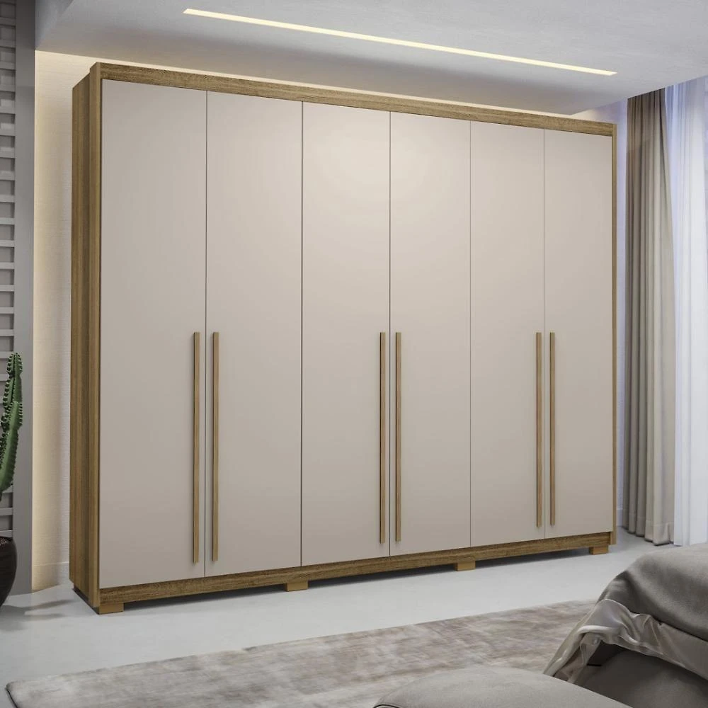 Guarda Roupa Casal 6 Portas 6 Gavetas Dubai Majestic-fendi Nature-fendi