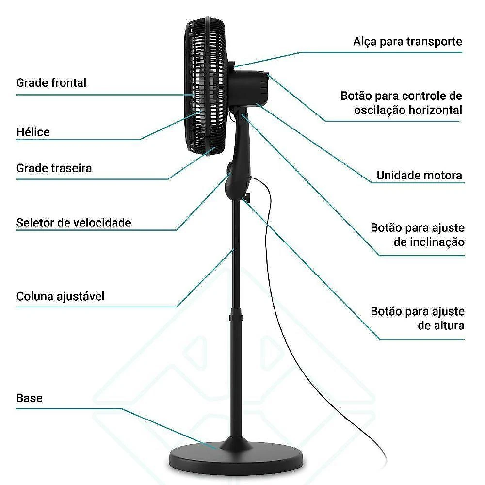 Ventilador de Coluna Britânia 160W 40cm 6 Pás Preto AVCE02 220V