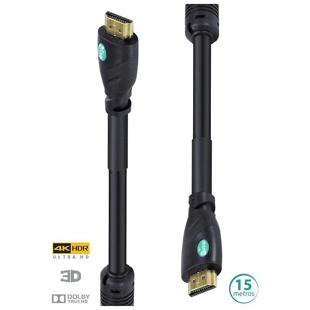 Cabo Hdmi 2.0 Vinik H20F-15 4k Ultra Hd 3d com Ethernet 15 Metros
