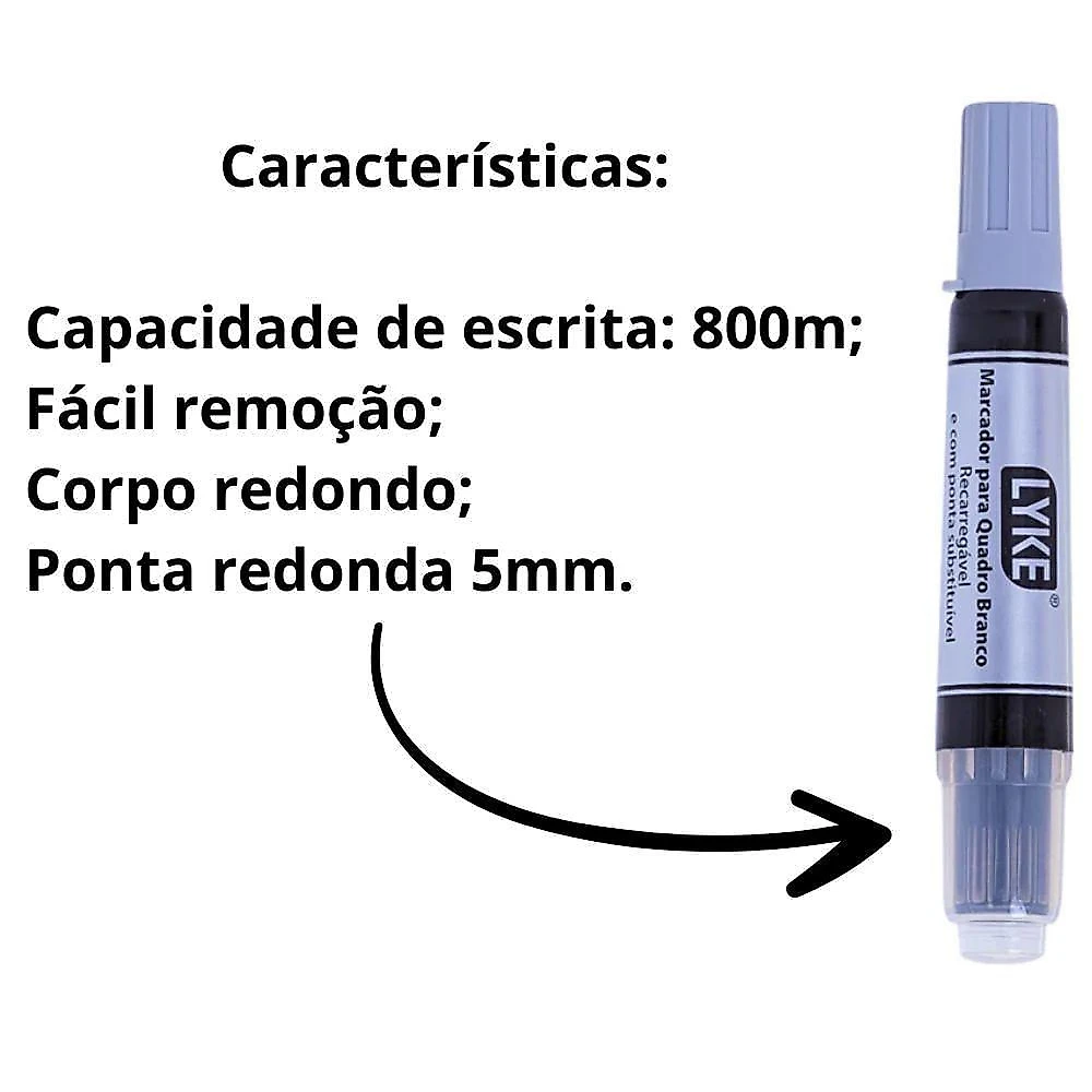 Kit 4 Pincel Marcador Quadro Branco Recarregável Lyke