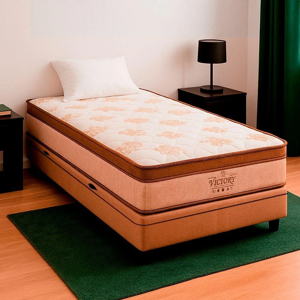 Cama Box Solteiro Bege E Colchão Four Season Molas Vstore