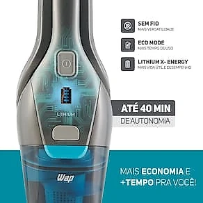 Aspirador de Pó Stick Wap Eco Rápido 2 em 1 Sem Fio 85W - Cinza
