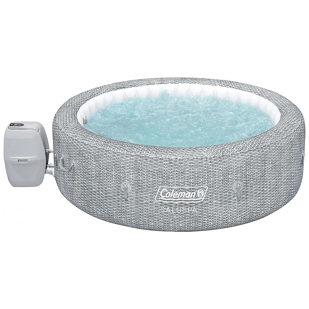 Spa Inflável Hidromassagem para 5 a 7 Pessoas Externo com 180 Jatos e Capa, Coleman, Cinza
