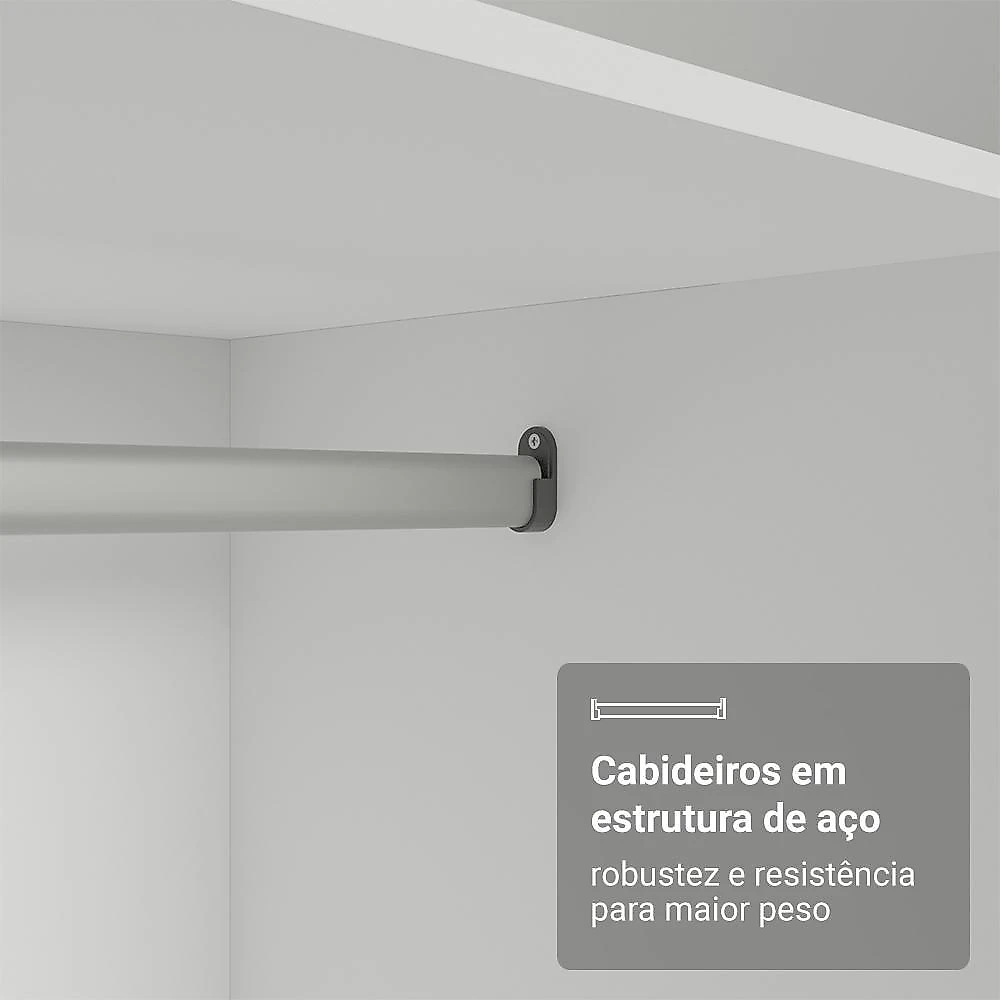 Guarda-roupa modulado de canto 350 cm 6 portas 4 gavetas branco neo madesa 01