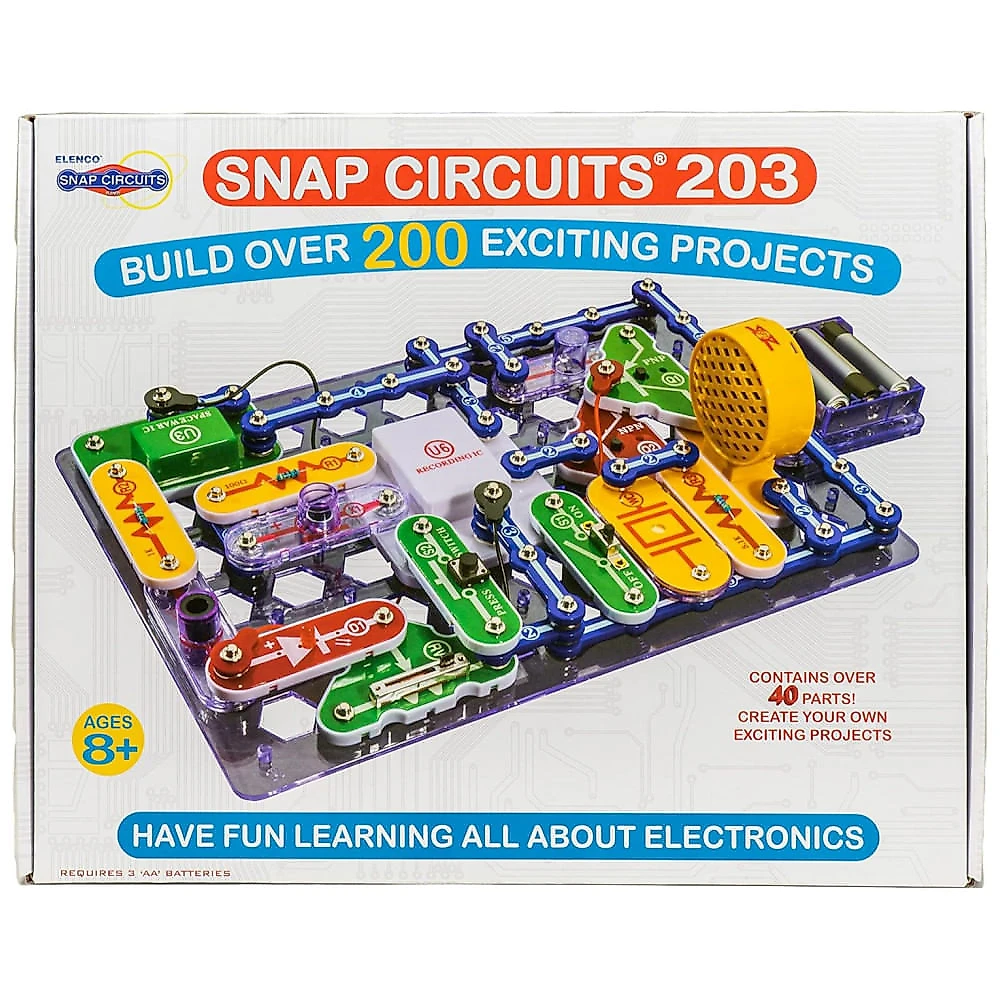 Snap Circuits 203 – Kit Educacional de Eletrônica com Mais de 200 Projetos para Crianças a Partir de 8 Anos