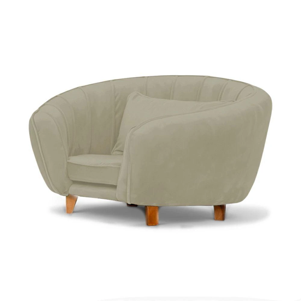 Caminha Tipo Poltrona para Pets Loja Sheep Bela para Cães e Gatos em Veludo Bege com Almofadinha