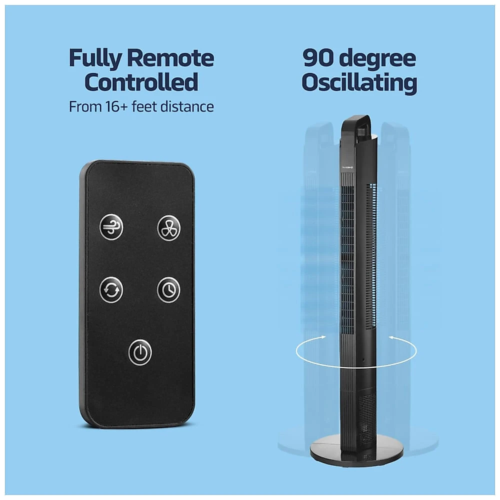 Ventilador de Torre Oscilante , 3 Velocidades, Portátil com Controle Remoto, Silencioso para Quarto com Timer 7.5H, Nexair 110v