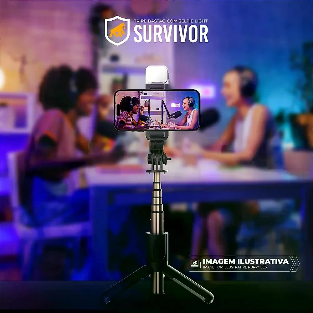 Tripé Bastão Survivor com Selfie Light