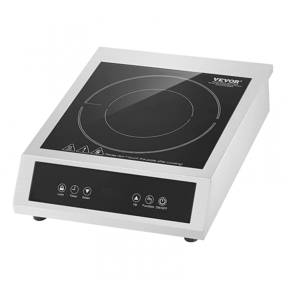 Cooktop de Indução Portátil VEVOR K1004 Preto 1800W 9 Níveis Timer 3H Trava de Segurança 110V