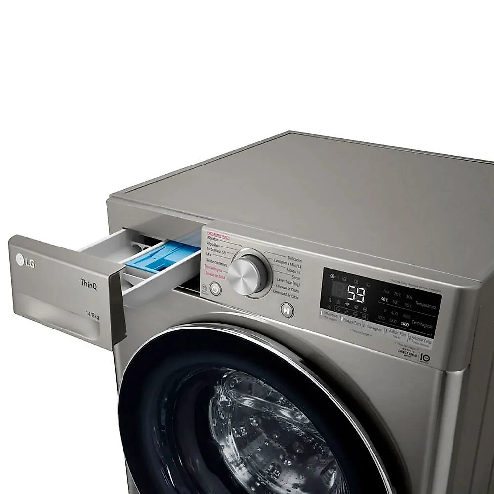Lava e Seca Smart VC4 14Kg Inox Look com Inteligência Artificial AIDD CV5014PC4A LG Inox - 110V
