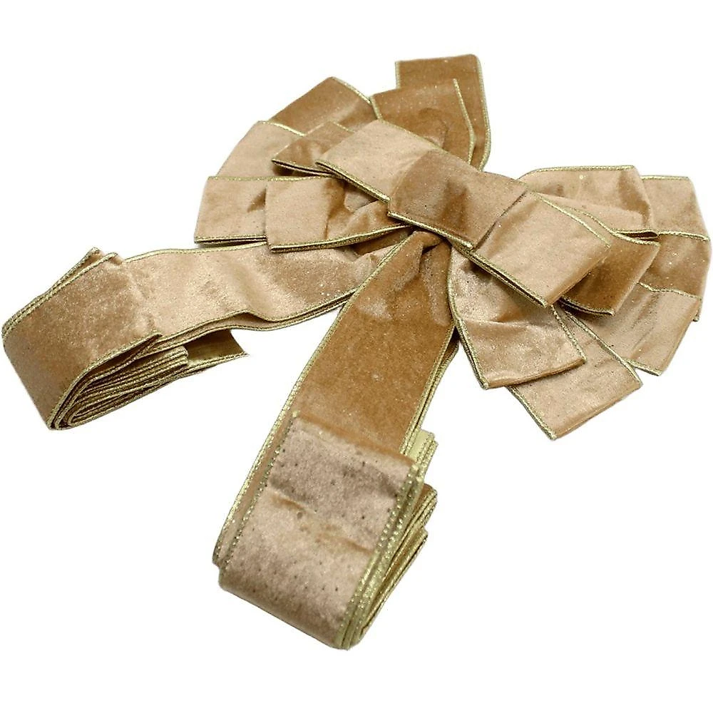 Laço Decorativo para Árvore de Natal Laço Natalino Ponteira 140cm Bege em Poliéster