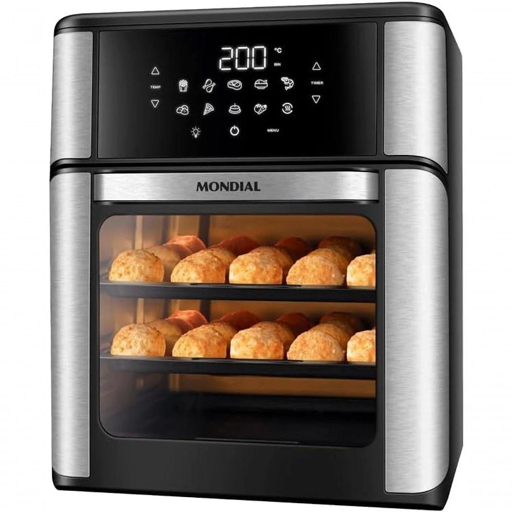 Fritadeira Air Fryer Forno Mondial AFON-12L-BI 12L 2000W Preto Inox 110V
