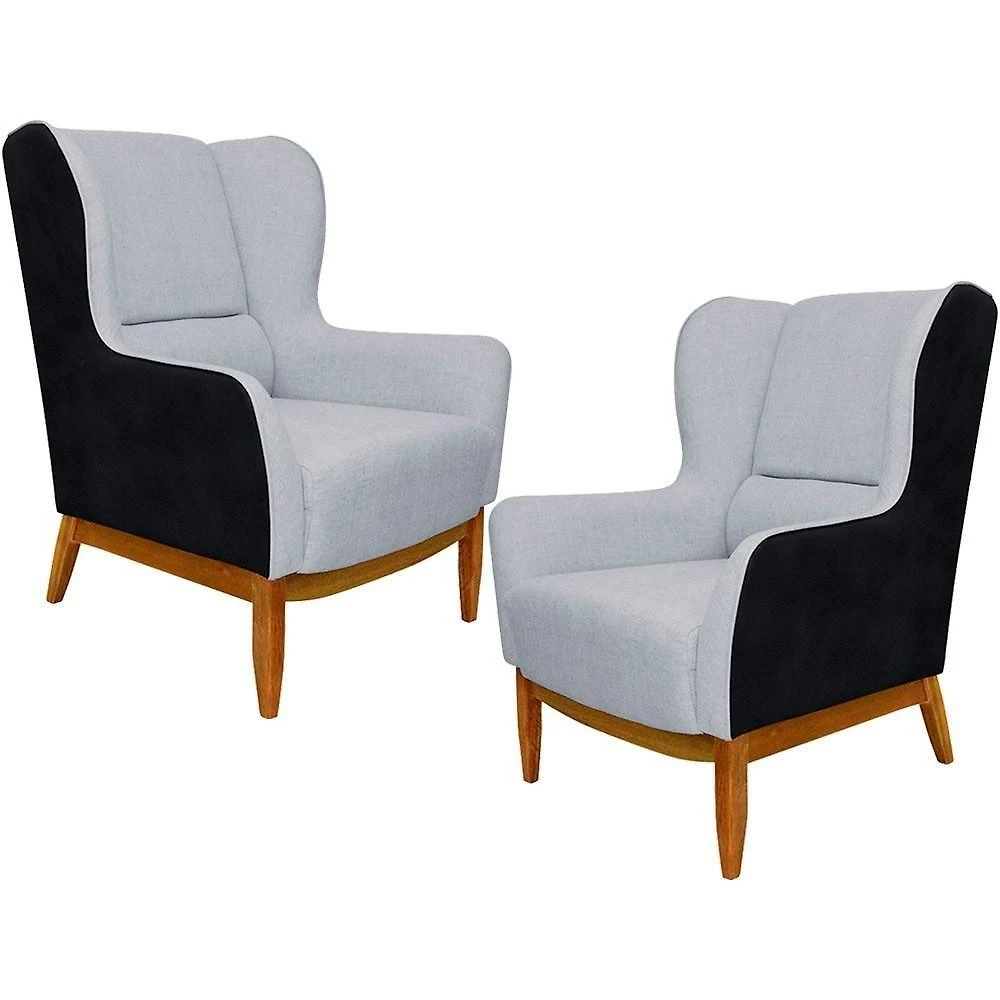 Kit 02 Poltronas Milena D02 Cinza D-315 Preto