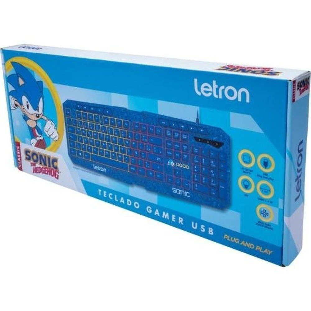Teclado Gamer Letron Sonic Compatível com Windows e Mac com 117 Teclas ABNT2 USB LED Azul