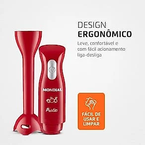 Mixer Mondial Pratic M-15-R 2 em 1 com Copo Medidor Vermelho – 200 W 110V