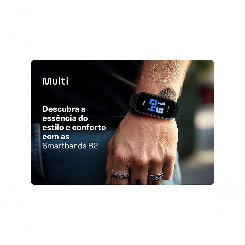 Smartband Multilaser B2 WR200 Tela 1,47 com Monitoramento de Saúde Preto
