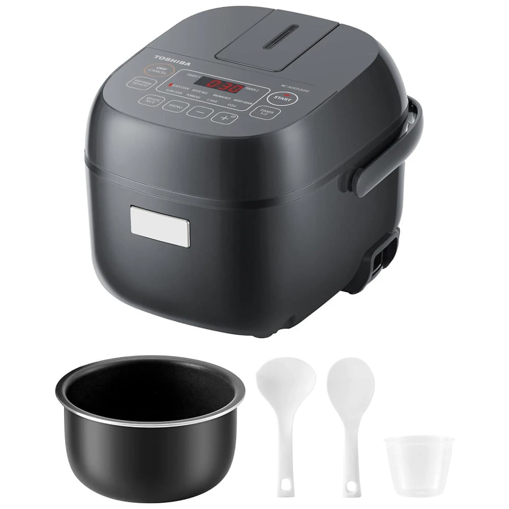 Panela de Arroz Elétrica, Capacidade 3 Xícaras com Tela LCD e 8 Funções de Cozimento para Arroz e Grãos, 110V, Tosh...