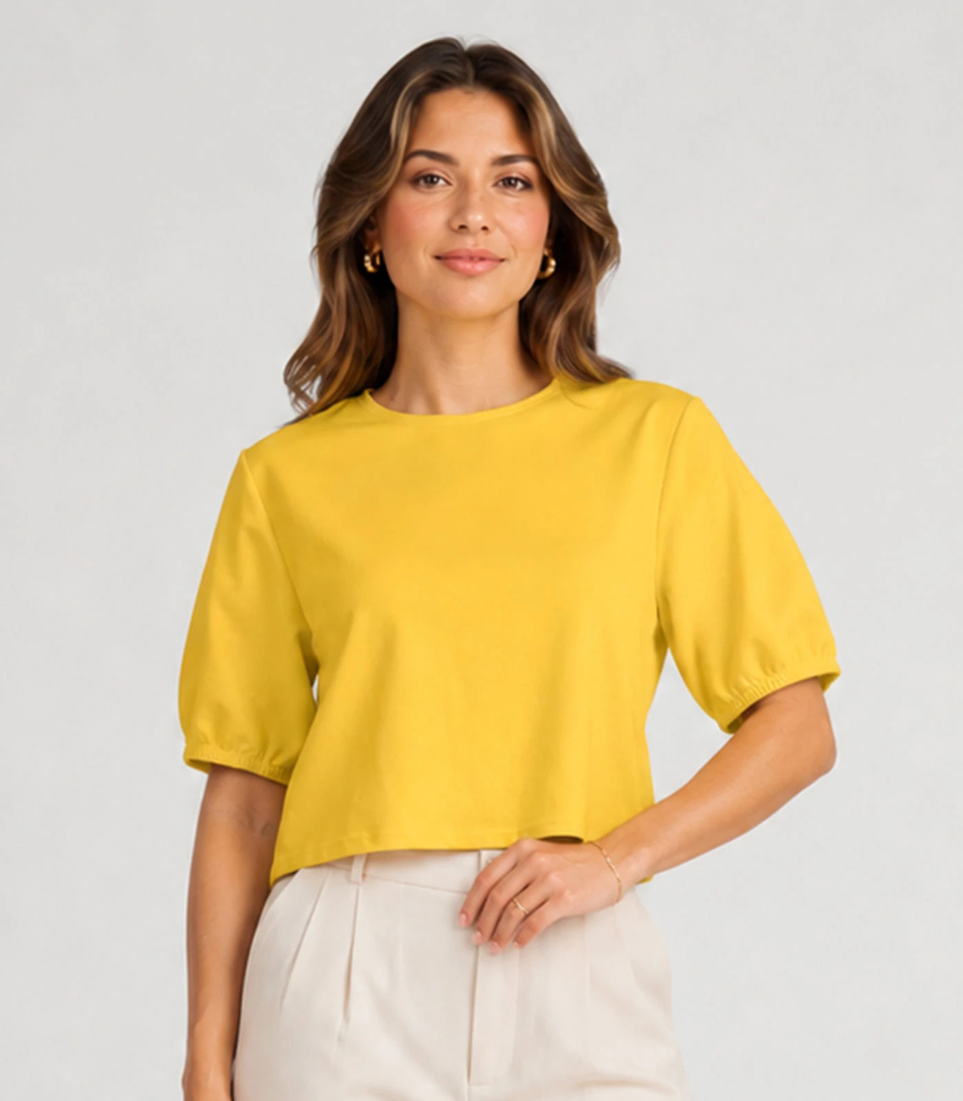 Blusa Feminina Em Tecido Henera Infinita Cor Amarelo