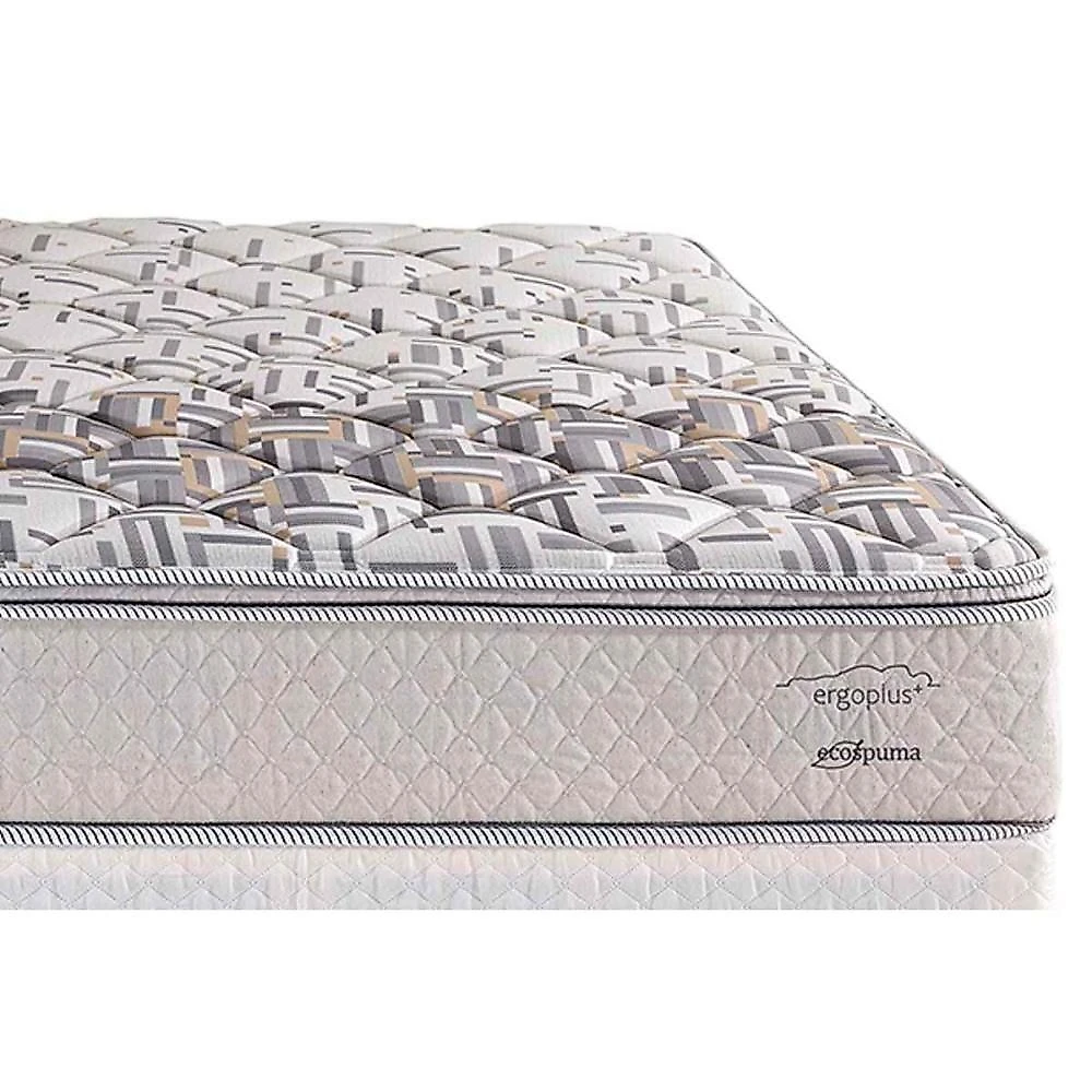 Cama Box Baú Casal: Colchão Ortopédico Herval Ag65 Ergoplus C1604 Double Face + Base Gray(138X188)