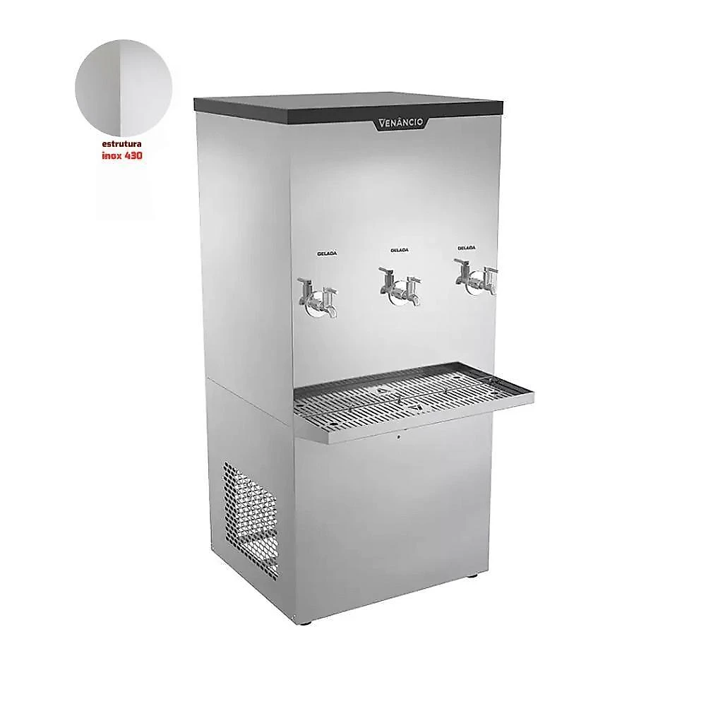 Bebedouro Refrigerado Venâncio BI100L Compressor Água Natural e Gelada Ambos os Galões 220V