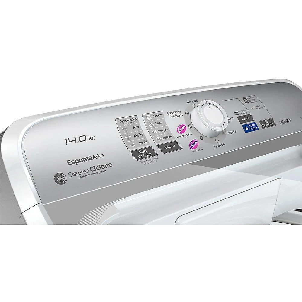Máquina de Lavar Panasonic Função Vanish Branco Mais Branco 14kg - NA-F140B1W 220V