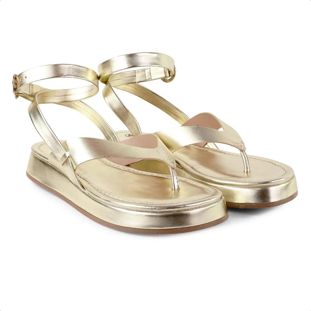 Sandália Papete Via Uno Flatform Feminina Dourado - 34