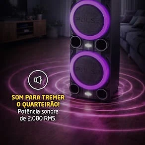 Miniatura Torre de Som Pulse SP518 2000W RMS Bluetooth TWS LED Duplo Bivolt