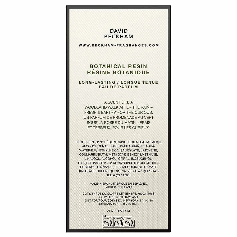 Perfume The Collection Botanical Resin David Beckham Masculino Eau de Parfum 100ml