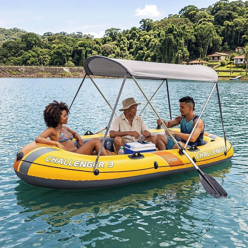 Bote Inflavel Challenger 3 Capacidade 3 Adultos 320kg Capota Intex
