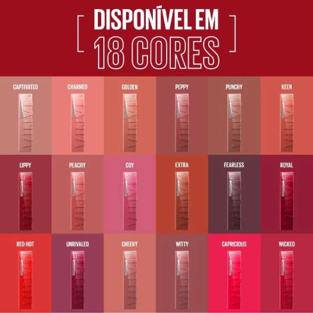 Miniatura Batom Líquido Longa Duração Maybelline Ny Super Stay Vinyl Ink Punchy 4.2ml