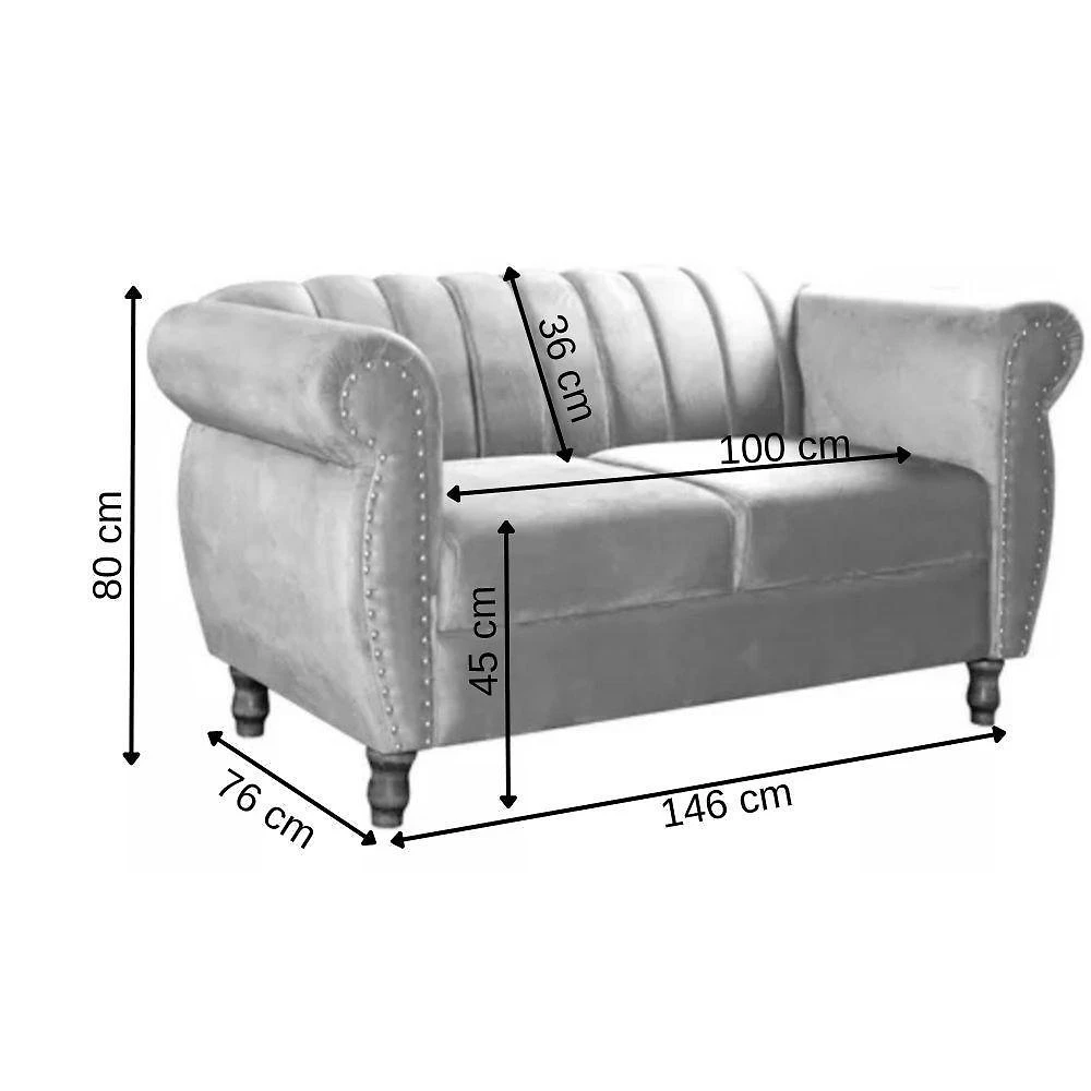Miniatura Sofá Chesterfield 2 Lugares Realeza Vintage Retrô Suede Vermelho