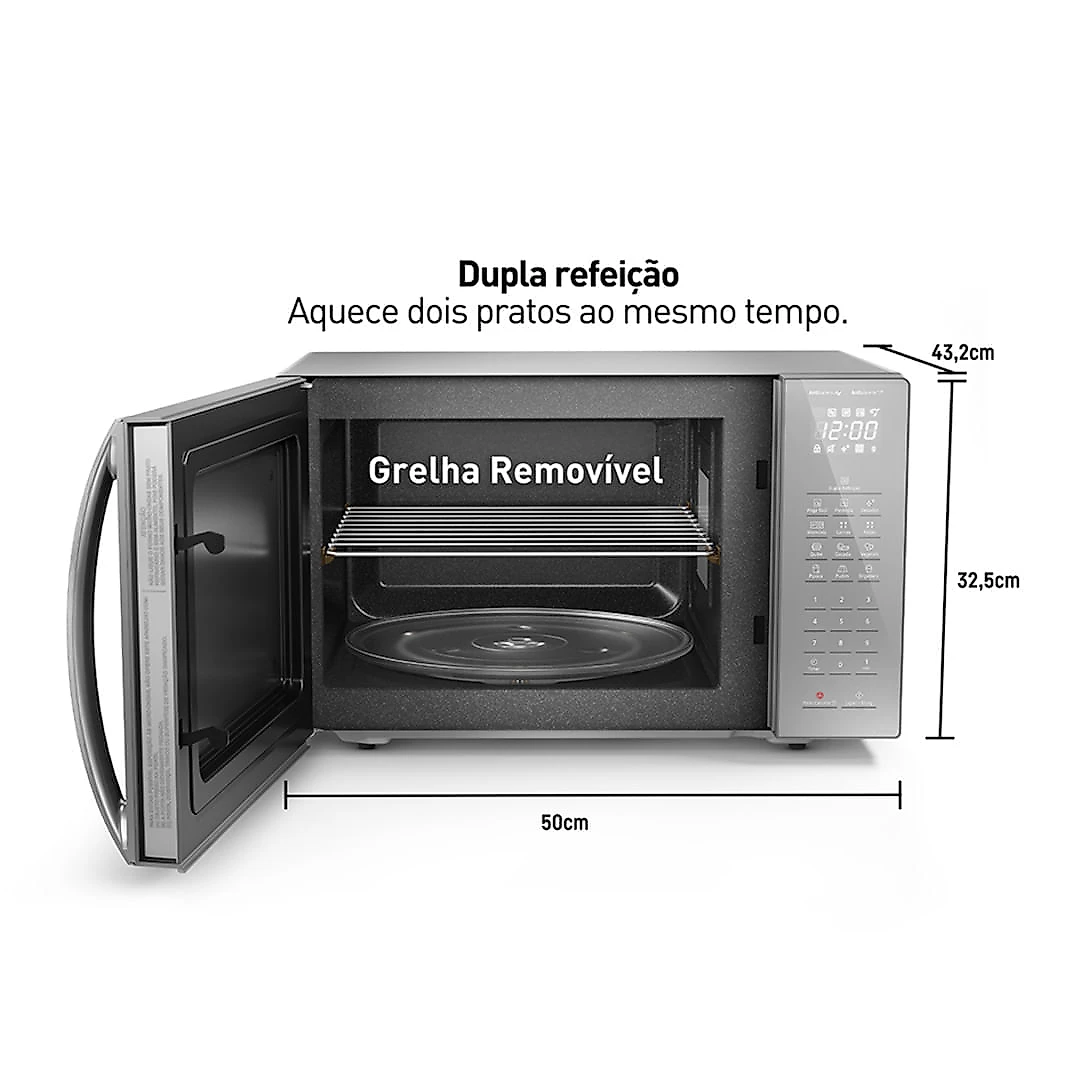 Microondas Panasonic Tecnologia Antibactéria AG 34L Inox - ST67LSRU 110v