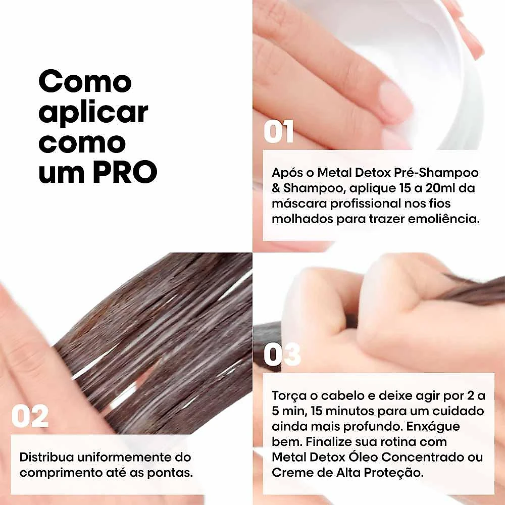 Máscara de tratamento l'oréal professionnel metal detox 150g