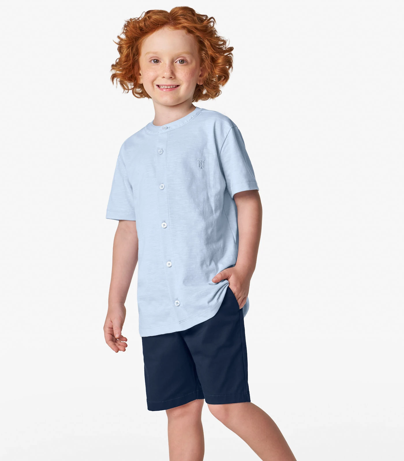 Camisa Masculina em Meia Malha MaquinetaTrick Nick Azul