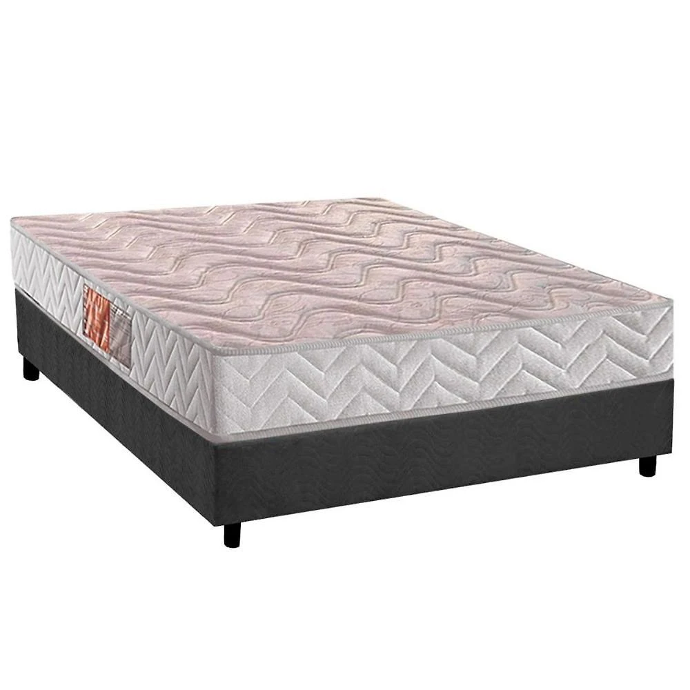 Conjunto Box Viúva Colchão Espuma Paropas D28 Pasquale Clean + Base Crc Suede Gray (128x188)