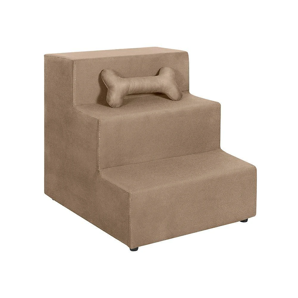 Escadas Escadinha Para Pet 3 Degraus Gato E Cachorro Smf Decor Cor:marrom Claro