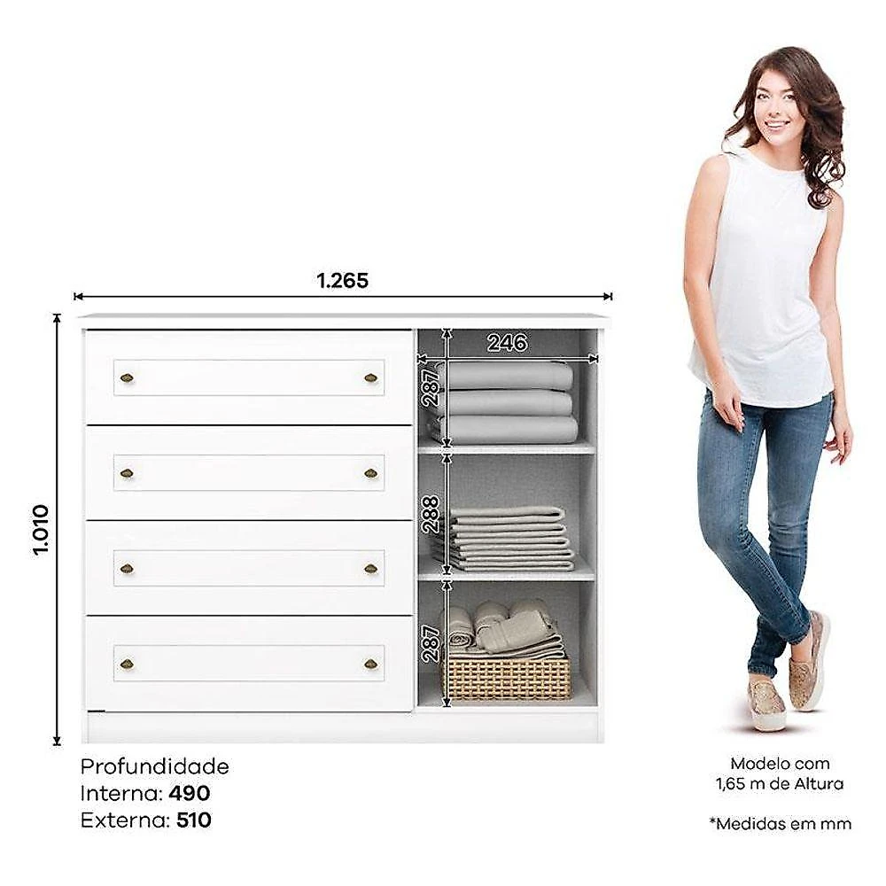 Quarto Infantil 4 Portas Americano Com Berço Tutto New Branco Fosco E Colchão Ortobom - Matic